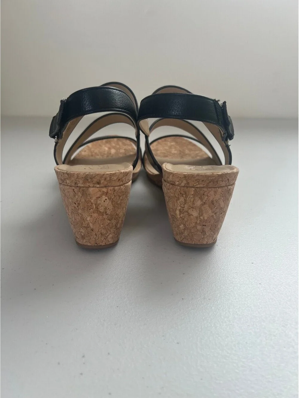 Naturalizer Adria Wedge Sandals - Black Faux Leather, Size, 11